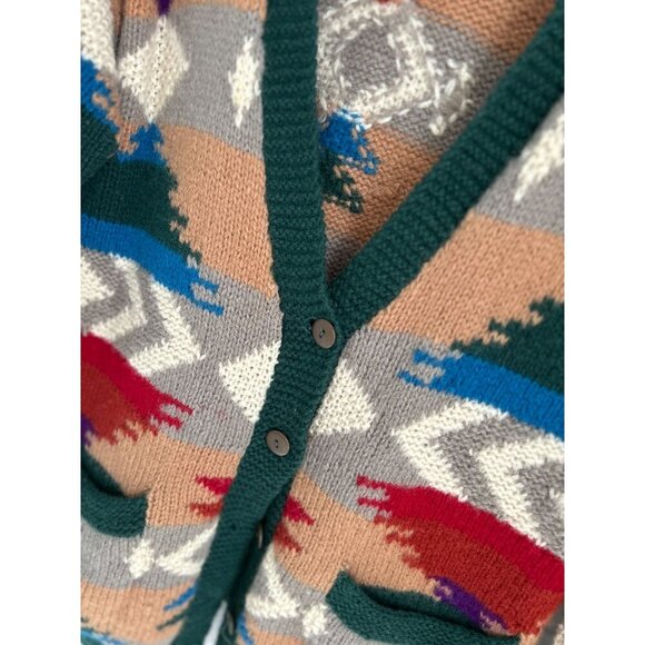 Jacquelyn By Browne Womens Aztec Pattern Wool Cardigan Sweater With Pockets & Bu - Picture 5 of 10